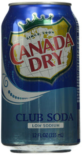 Canada Dry Club Soda, Low Sodium, 6pk, 12 oz