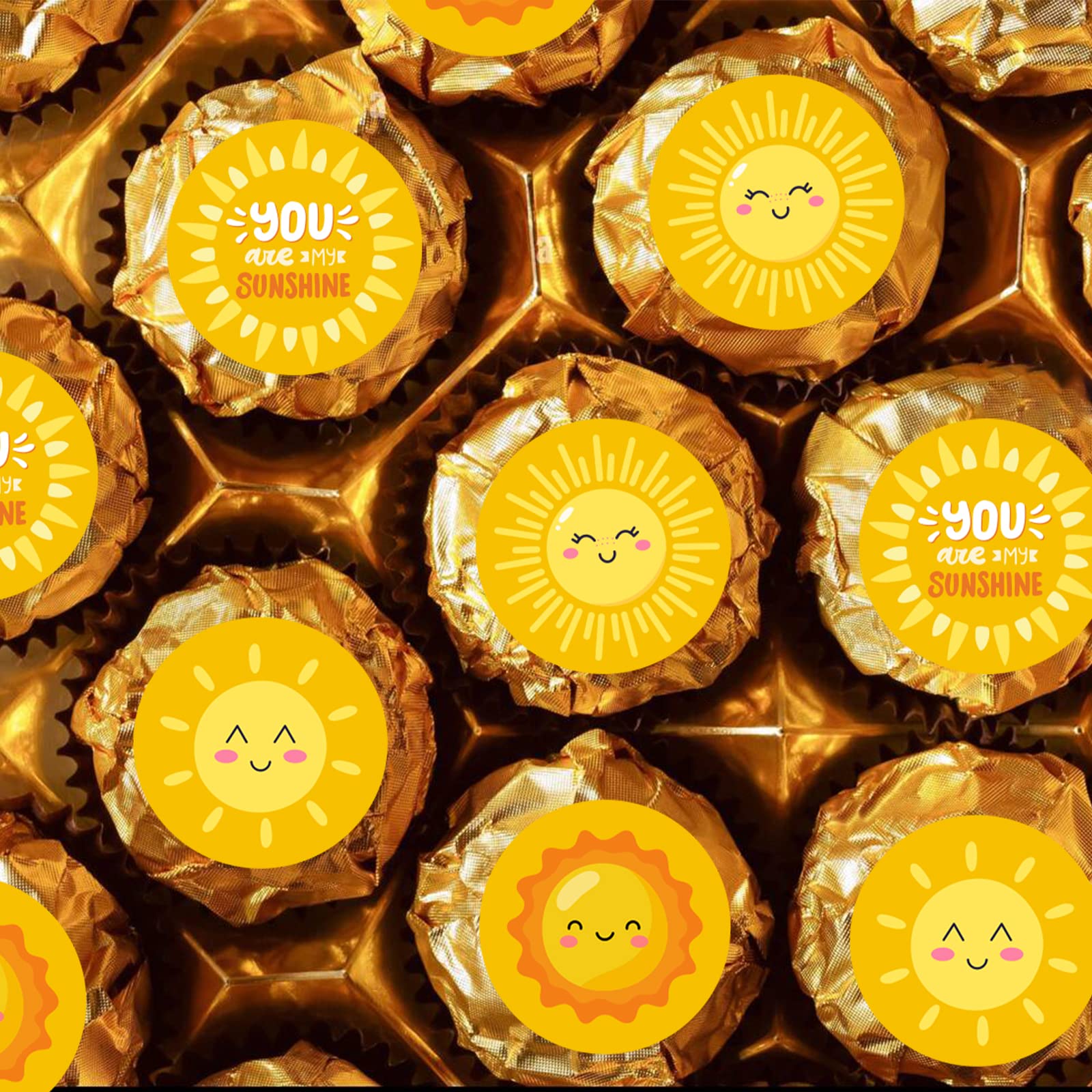 You are My Sunshine Round Candy Stickers - Sun Baby Shower or Birthday Party Round Labels Fit Chocolate Candy (160 Pieces