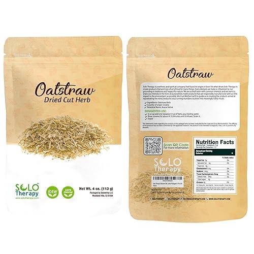 Solo Therapy Oatstraw Dried Cut Herb 4 oz, Avena Sativa, Oatstraw Tea, Resealable Bag, Product from Croatia, Packaged in The USA