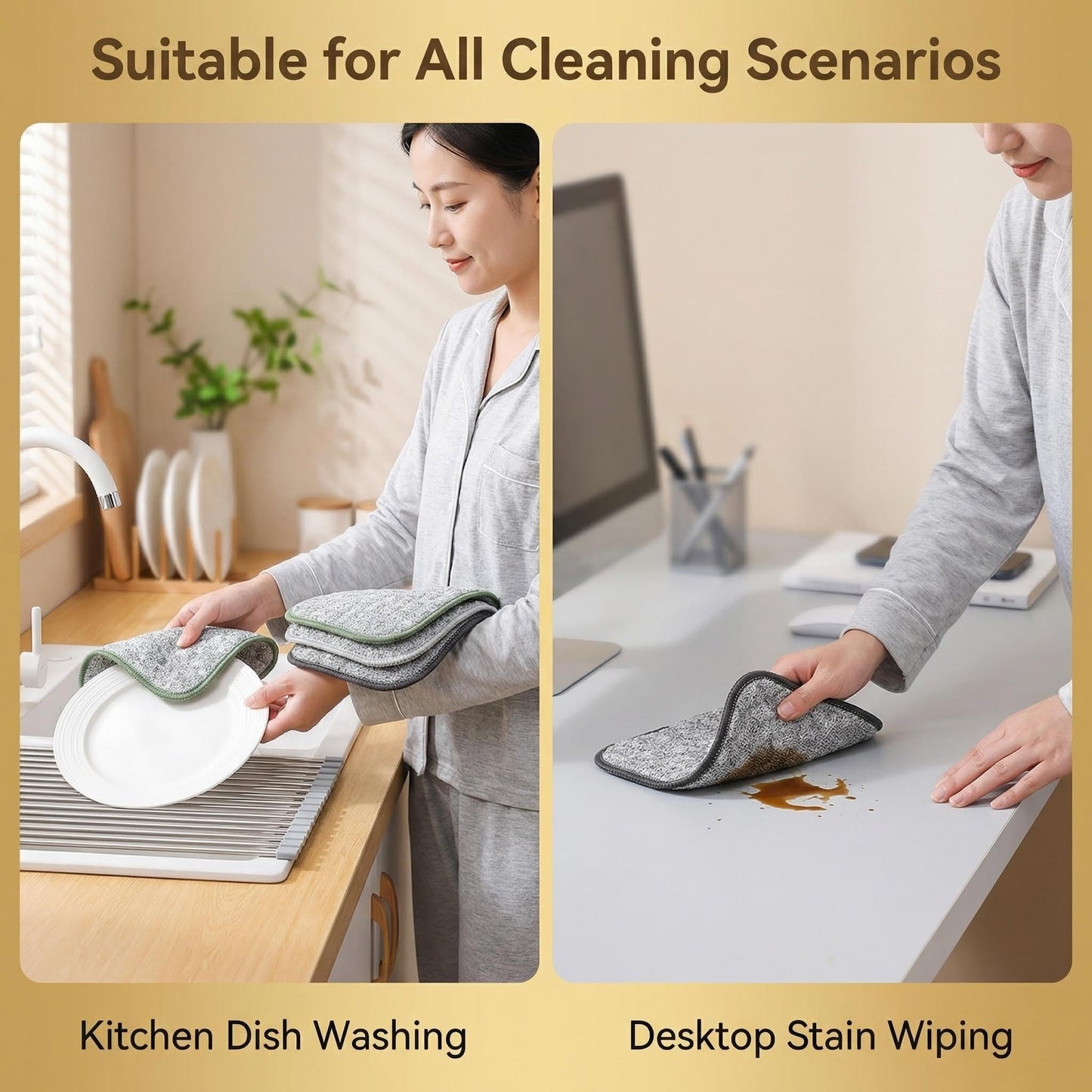 jlzzting Double Side Non Scratch Wire Dishcloths,Reusable Wet and Dry Wire Dishwashing Rags for Kitchen,Sinks,Pots,Pans (5pcs)