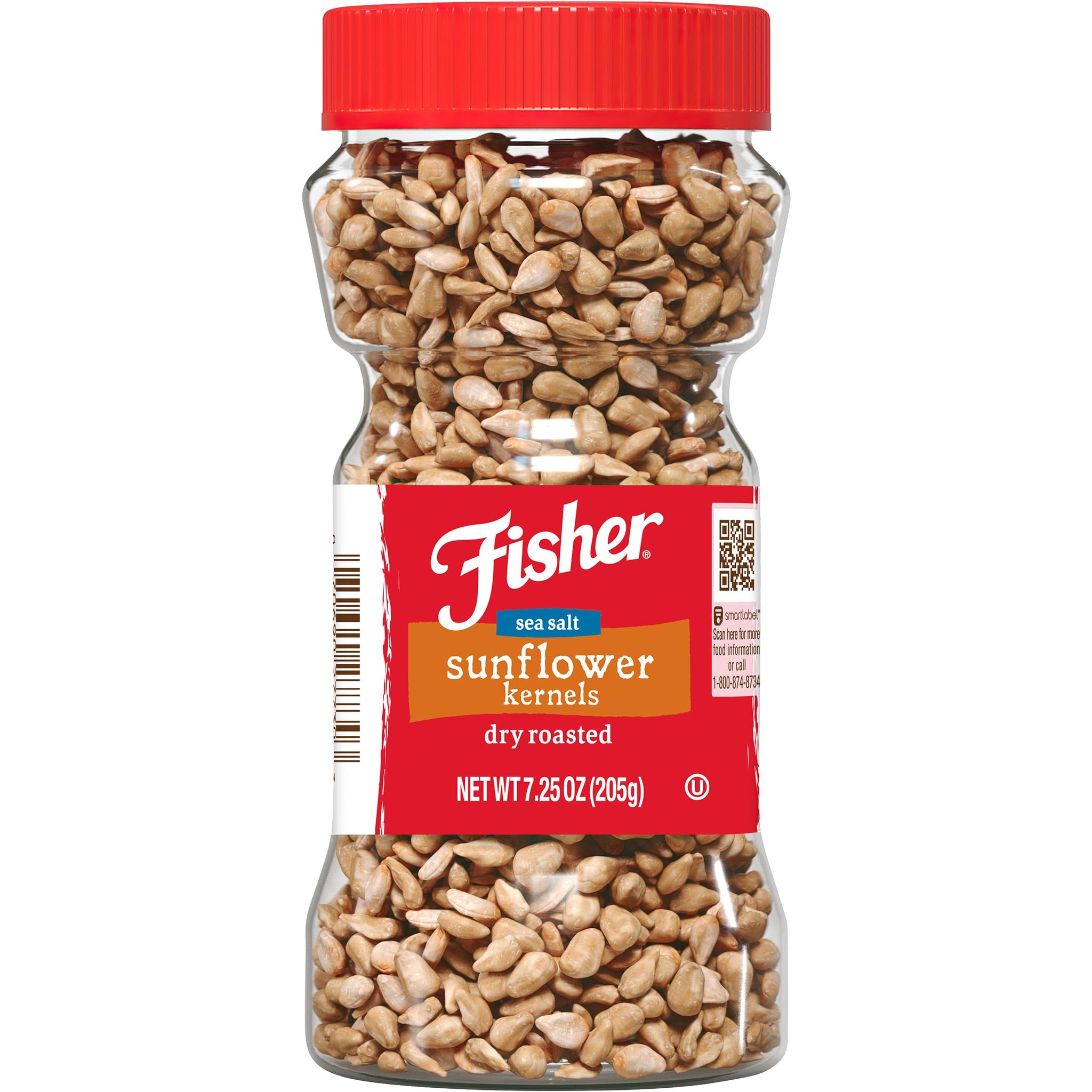 Fisher Dry Roasted Sunflower Seeds Kernels with Sea Salt, 7.25 oz, Sunflower Seeds to Eat, Gluten-Free, No Sugar Added, Crunchy Snacks for Adults