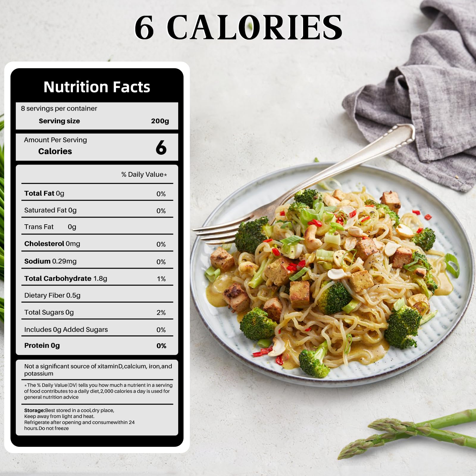 Ginoffy Konjac Noodles Gluten Free Noodles Two Types 62.4 OZ(Pack of 8)| 4 Fettuccine & 4 Angel Hair Shirataki Noodles Organic Low Calorie Spaghetti