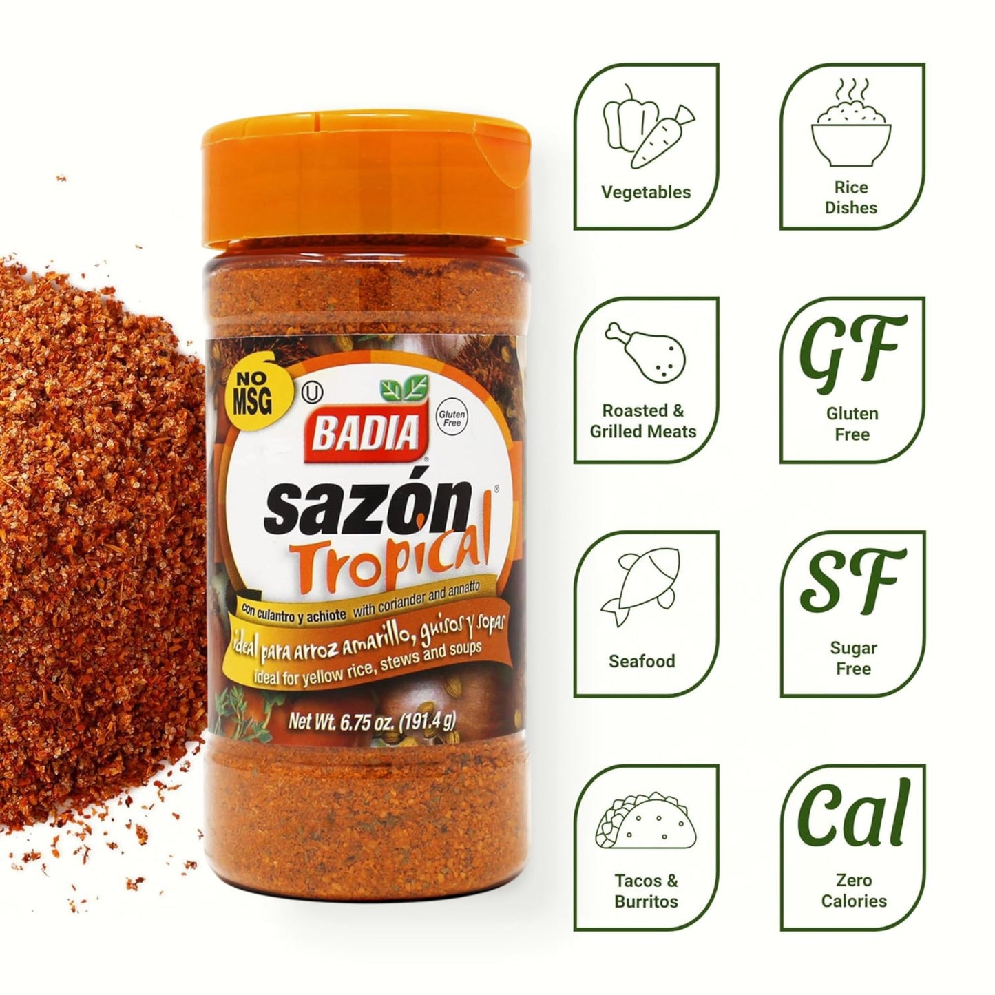 Badia Sazon Tropical With Coriander And Annato, 6.75 oz