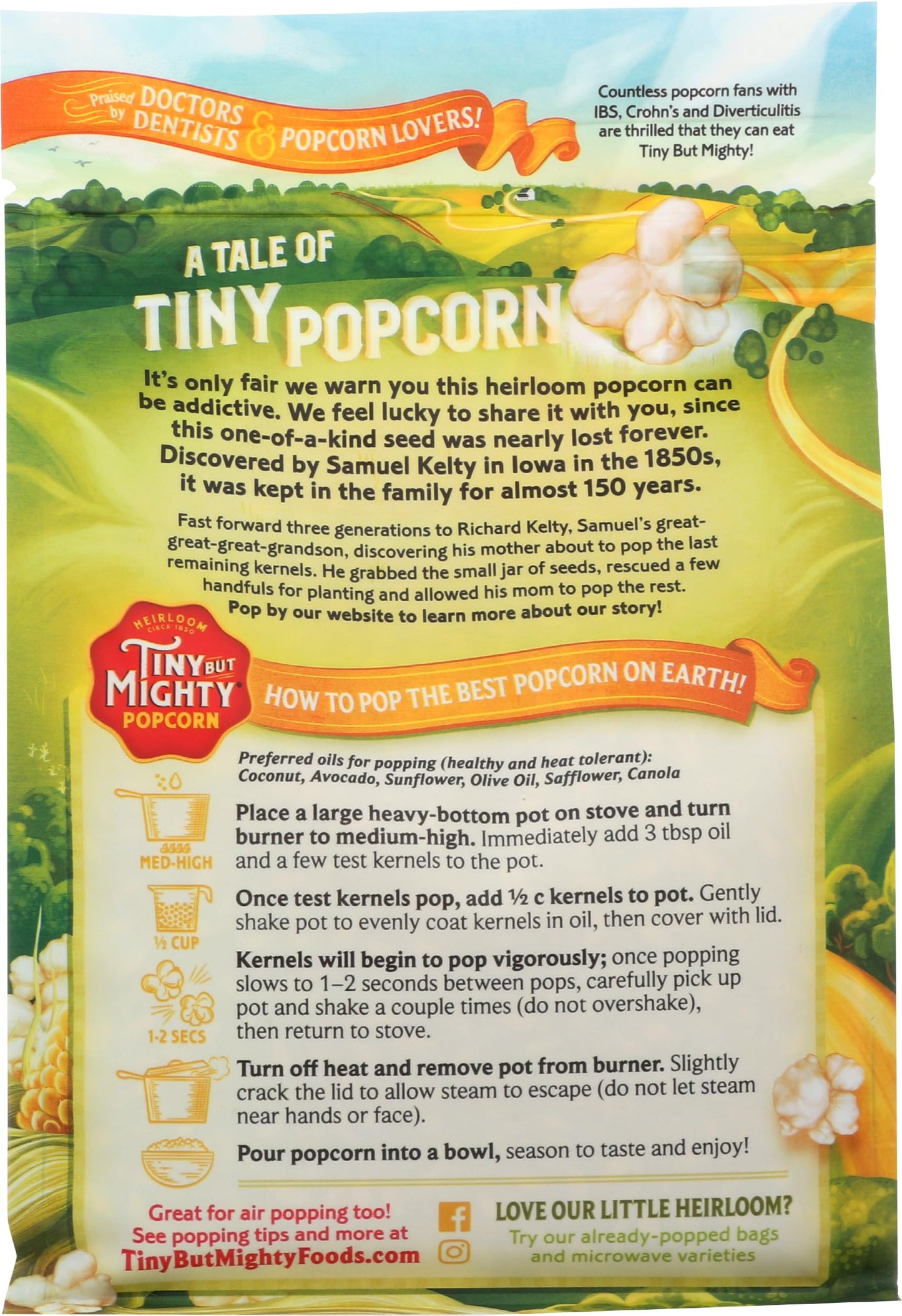 Tiny But Mighty Heirloom Popcorn, Healthy and Delicious, Unpopped Kernels, 1.25lb Bag