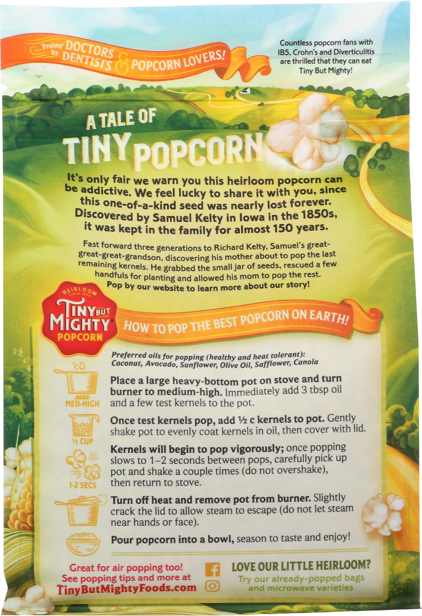 Tiny But Mighty Heirloom Popcorn, Healthy and Delicious, Unpopped Kernels, 1.25lb Bag