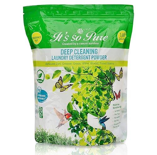 SG Essentials - It’s So Pure All Natural Laundry Detergent Powder - Deep Cleaning, Removes Dirt, Grease, Stains - Non-toxic, Vegan, Fragrance Free