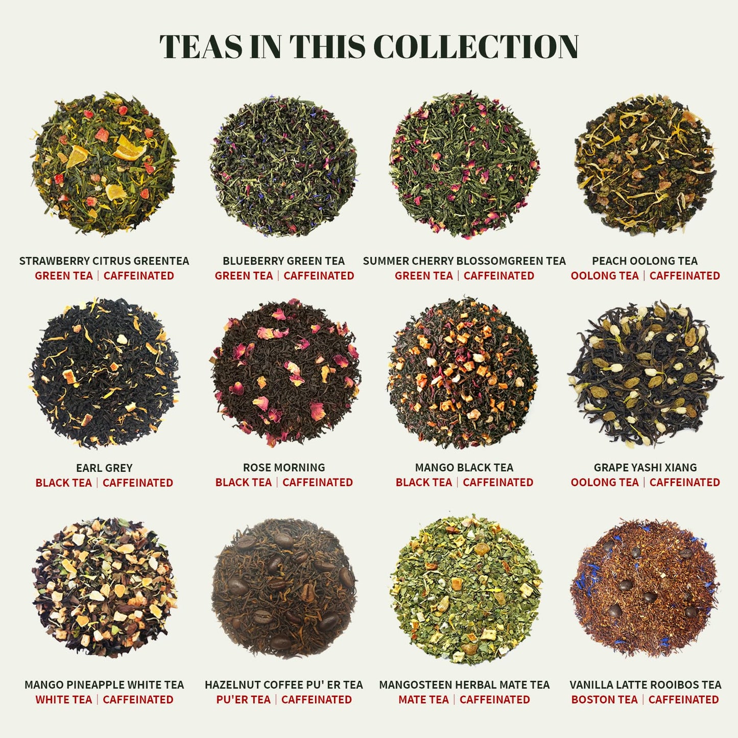 Pureleafia Herbal Fruit Tea Gift Set - 12 Artisan Flavors, 15g Loose Leaf Pouches, Hot & Cold Brew, Sugar-Free, High Concentration 5g for 2L Pitcher