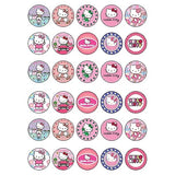 30 x Edible Cupcake Toppers - Cute Pink Cat Inspired Party Collection of Edible Cake Decorations | Uncut Edible on Icing Sheet