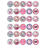 30 x Edible Cupcake Toppers - Cute Pink Cat Inspired Party Collection of Edible Cake Decorations | Uncut Edible on Icing Sheet