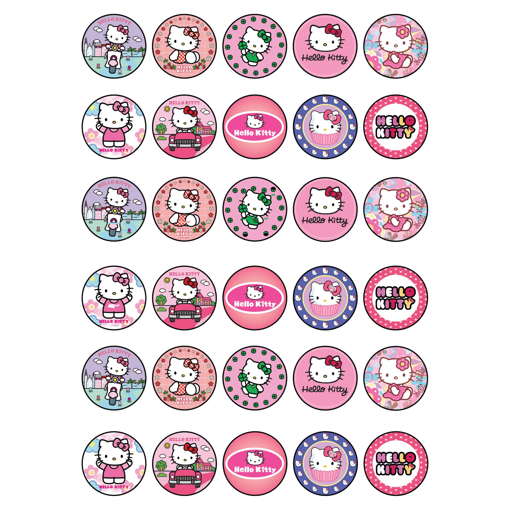 30 x Edible Cupcake Toppers - Cute Pink Cat Inspired Party Collection of Edible Cake Decorations | Uncut Edible on Icing Sheet