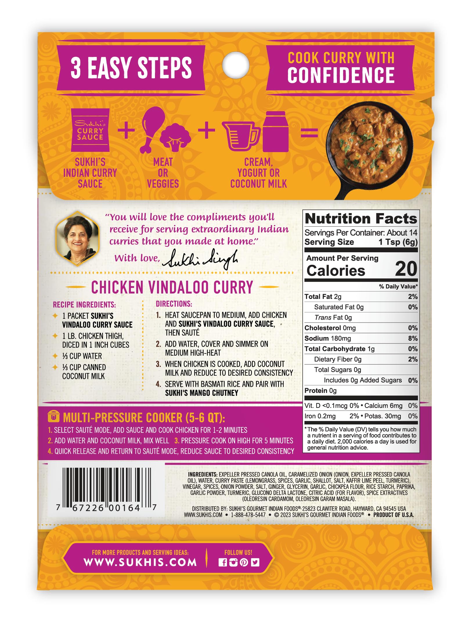 Sukhi's Indian Curry Paste - Vindaloo Masala Sauce 3oz (Pack of 6) 84 Servings - Gluten Free Indian Food Indian Curry Sauce with Indian Spices