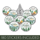 Little Adventurer Baby Shower Chocolate Kisses Candy Stickers, Adventure Awaits Stickers - 180 Count