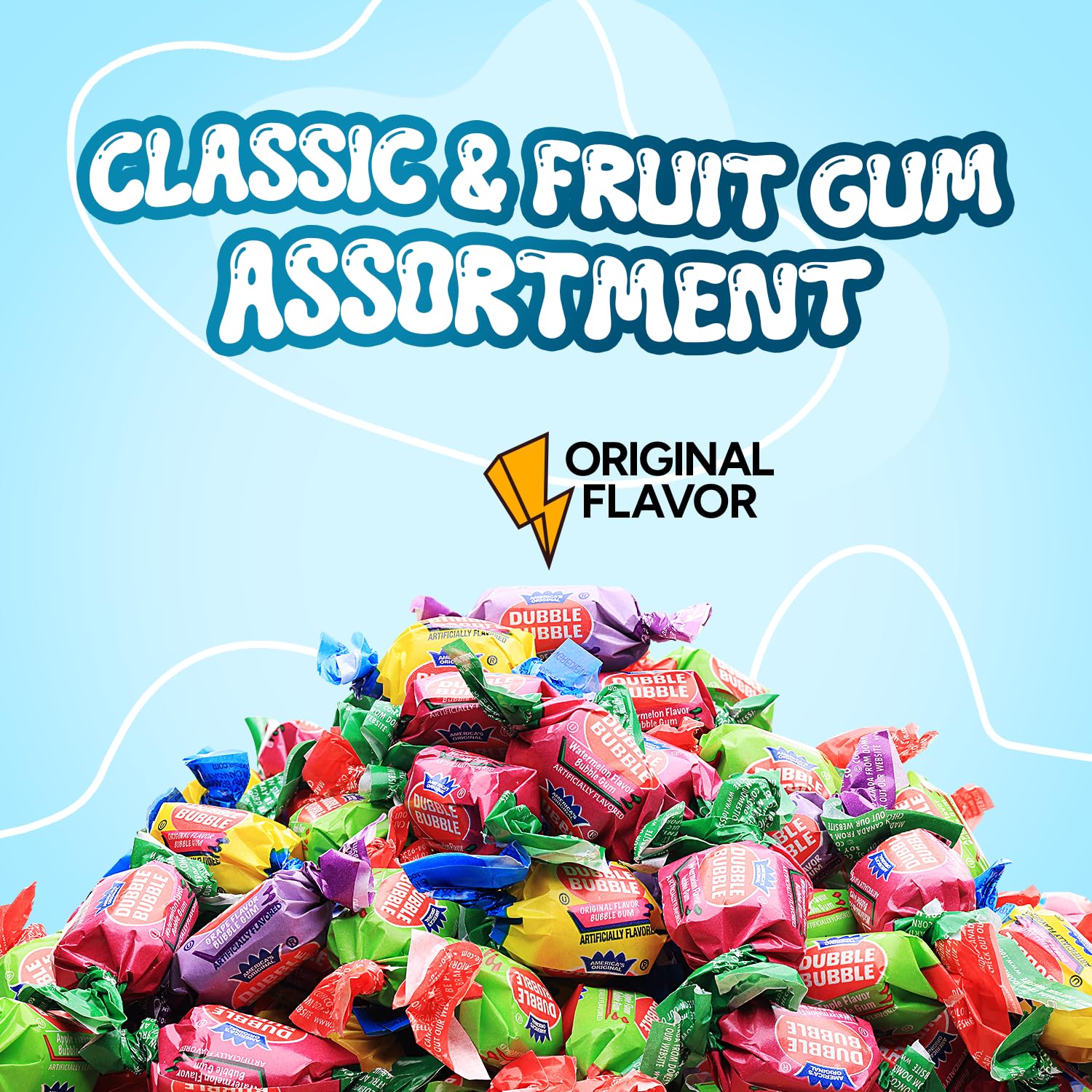 Global Gumball Chewing Gum Bubble - Individually Wrapped Gum - 12 Oz Original Flavor - Twist Wrapped Bubblegum for Kids - Assorted Flavors Chewing