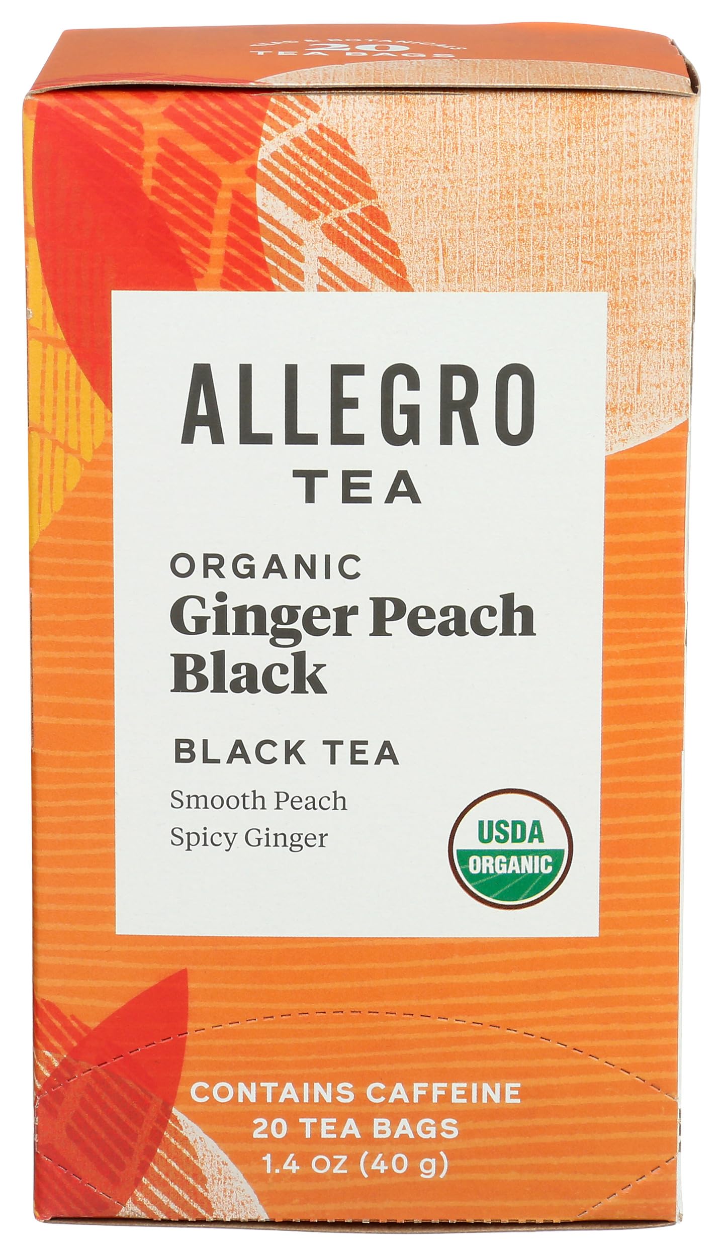Allegro Tea, Organic Ginger Peach Black Tea Bags, 20 ct