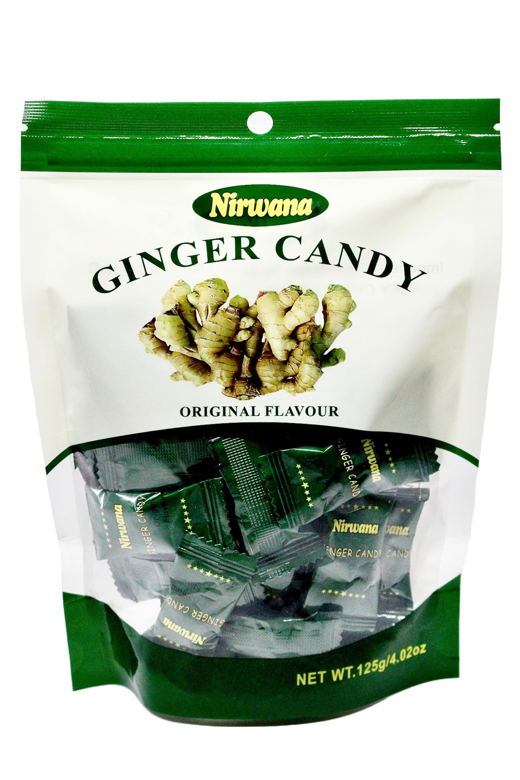 Nirwana Ginger Candy - Individually Wrapped for Freshness - Bulk Natural Candy for Travel and Everyday Enjoyment 125G/4.02 oz Original Flavour (1pack)