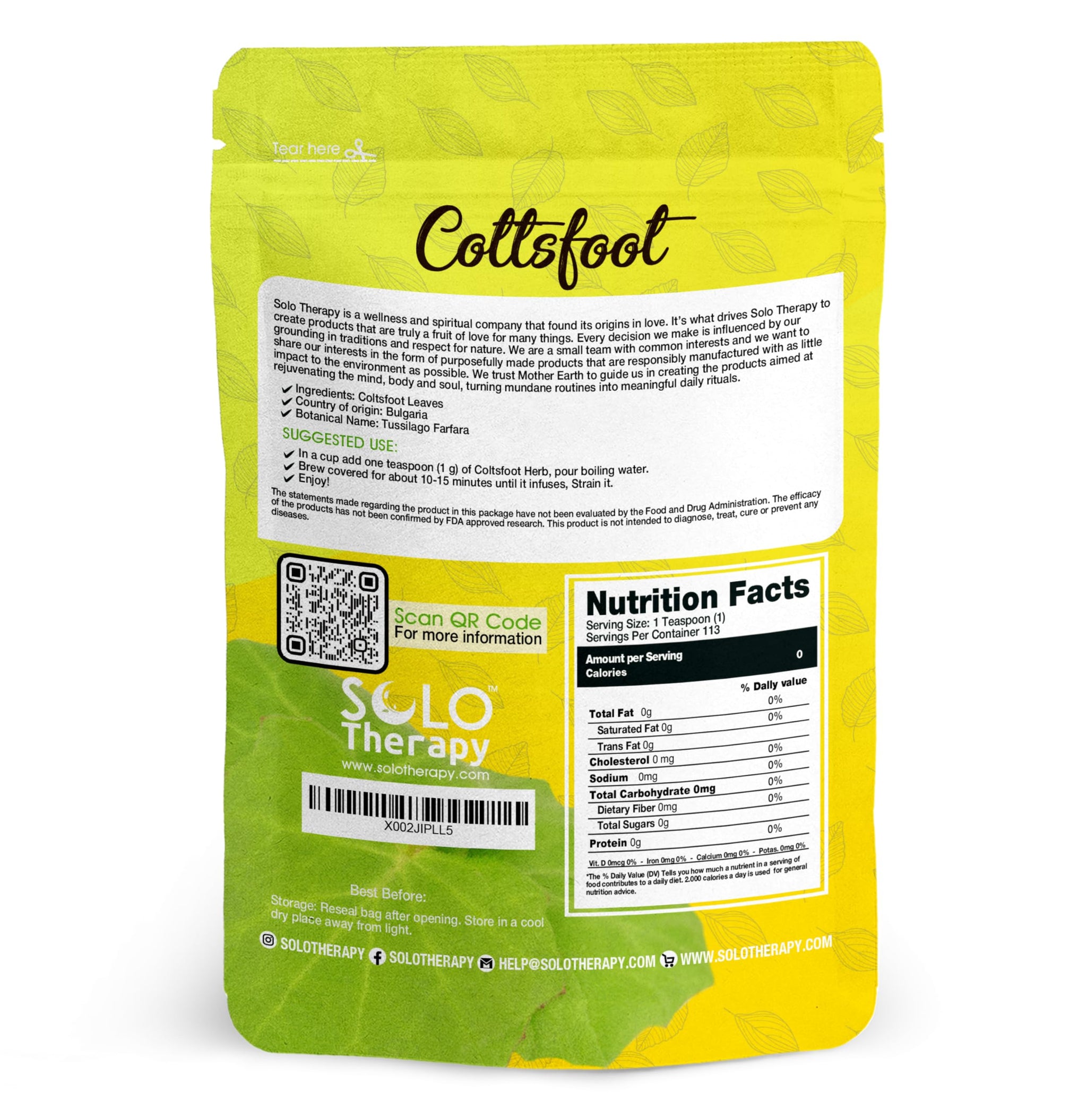 Coltsfoot Dried Leaves | Coltsfoot Herb - Colftsfoot Tea - Dried Herb Tussilago Farfara | 4 oz | Product From Croatia | Packaged in the USA (4 oz)