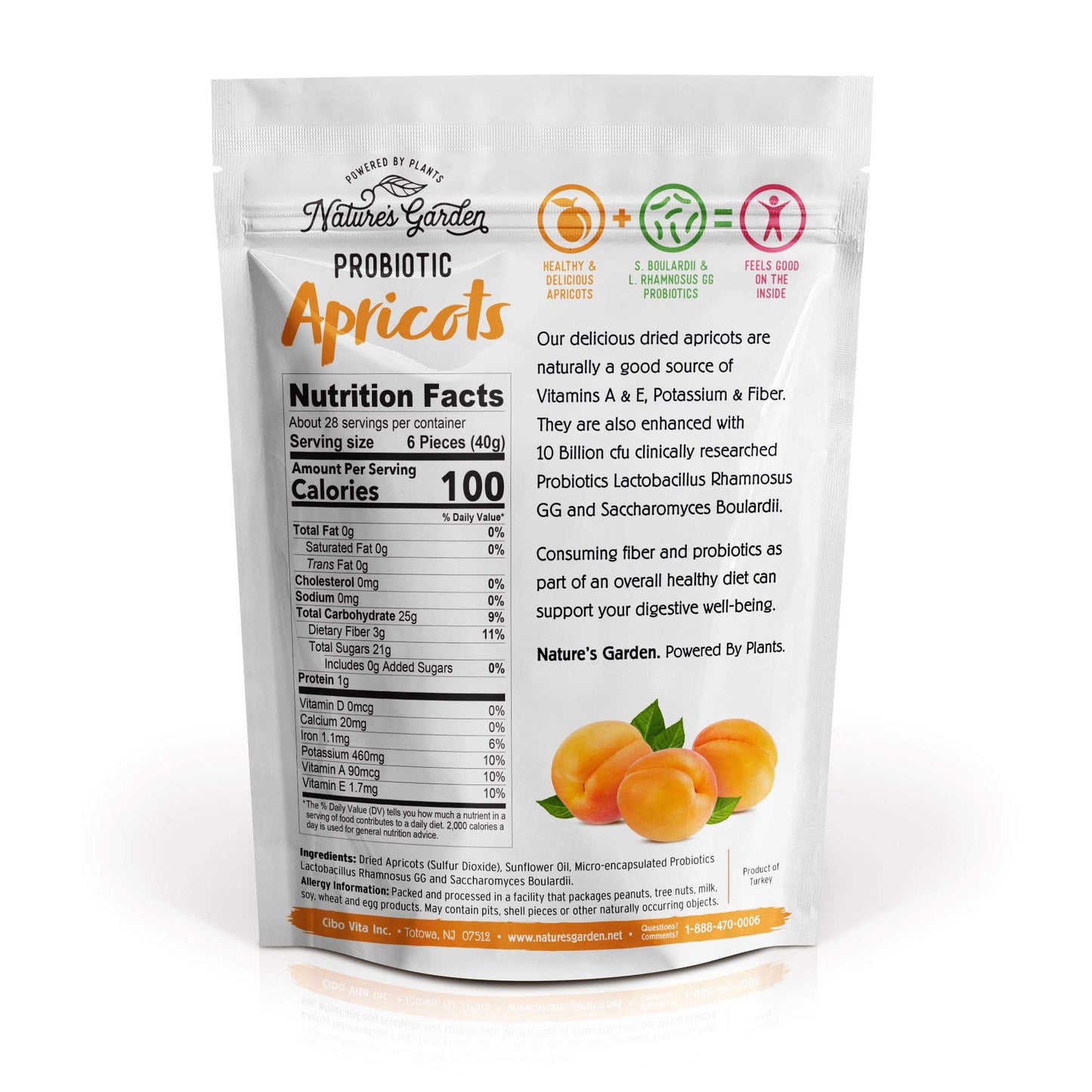 Nature's Garden Probiotic Apricots - Dried Fruit, Plump Dried, No Added Sugar, Gluten-Free, Dairy-Free, Vegan - Bulk 40 Oz Bag (Pack of 2)
