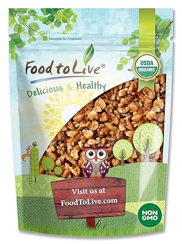 Food to Live Organic Walnut Pieces, 2 Pounds - California Chandler Variety. Medium Size. Non-GMO. Rich in Omega-3, Antioxidants, Fiber. Great