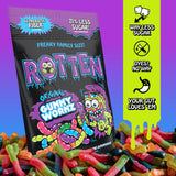 Rotten Original Gummy Worms - Low Sugar, Low Calorie, 7g Gut-Friendly Prebiotic Fiber and 3g Protein, Gluten Free Candy - 5.3 oz Share Pack [4 Pack]