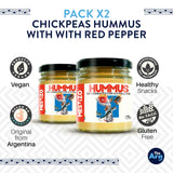 THEARG THE ARG | Pack x2 Chickpeas Hummus with Red Pepper | Dip your Chips Crackers Bread and More | Healthy Snacks 100% Natural