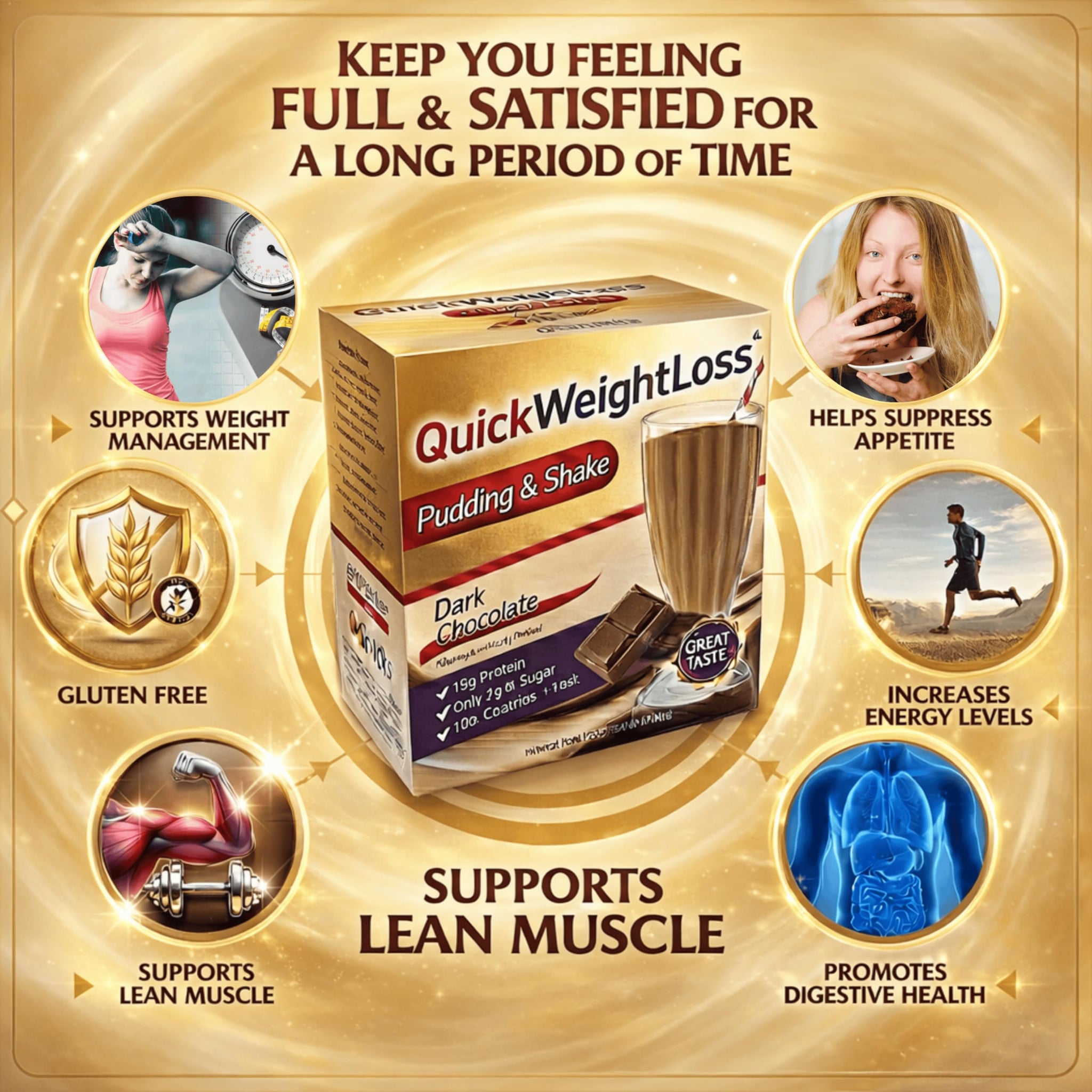 Dark Chocolate High Protein Pudding & Shake Powder | Fast Weight Loss Supplements | Low Calorie Low Carb Low Fat Diet Shake | 15g Protein Meal