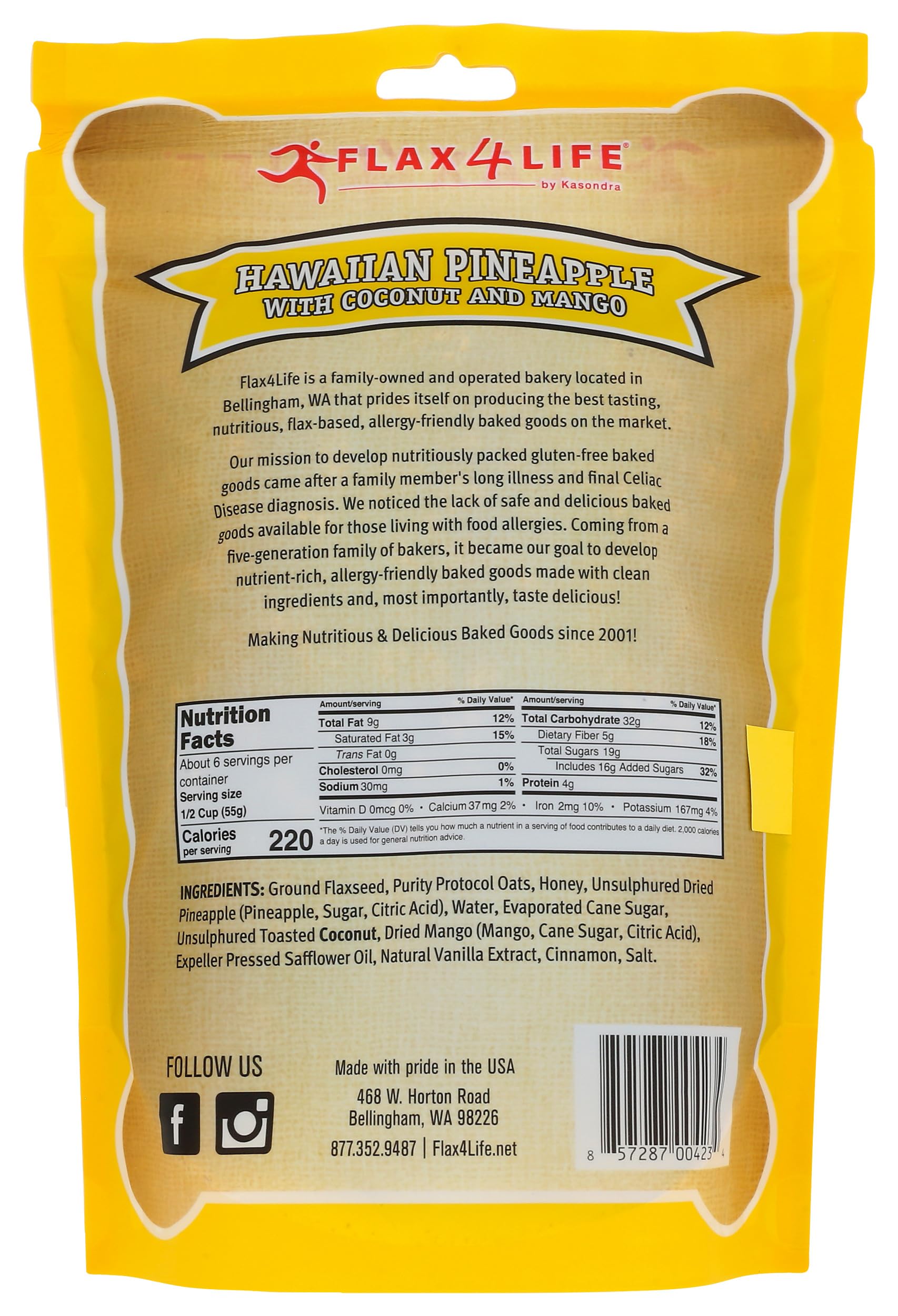 Flax4Life Granola Hawaiian Gluten Free, 0.687 lb