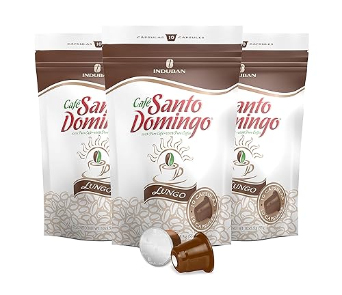Café Santo Domingo Lungo Capsules - Compatible with Nespresso Original Brewers - Product from the Dominican Republic (30 Count)