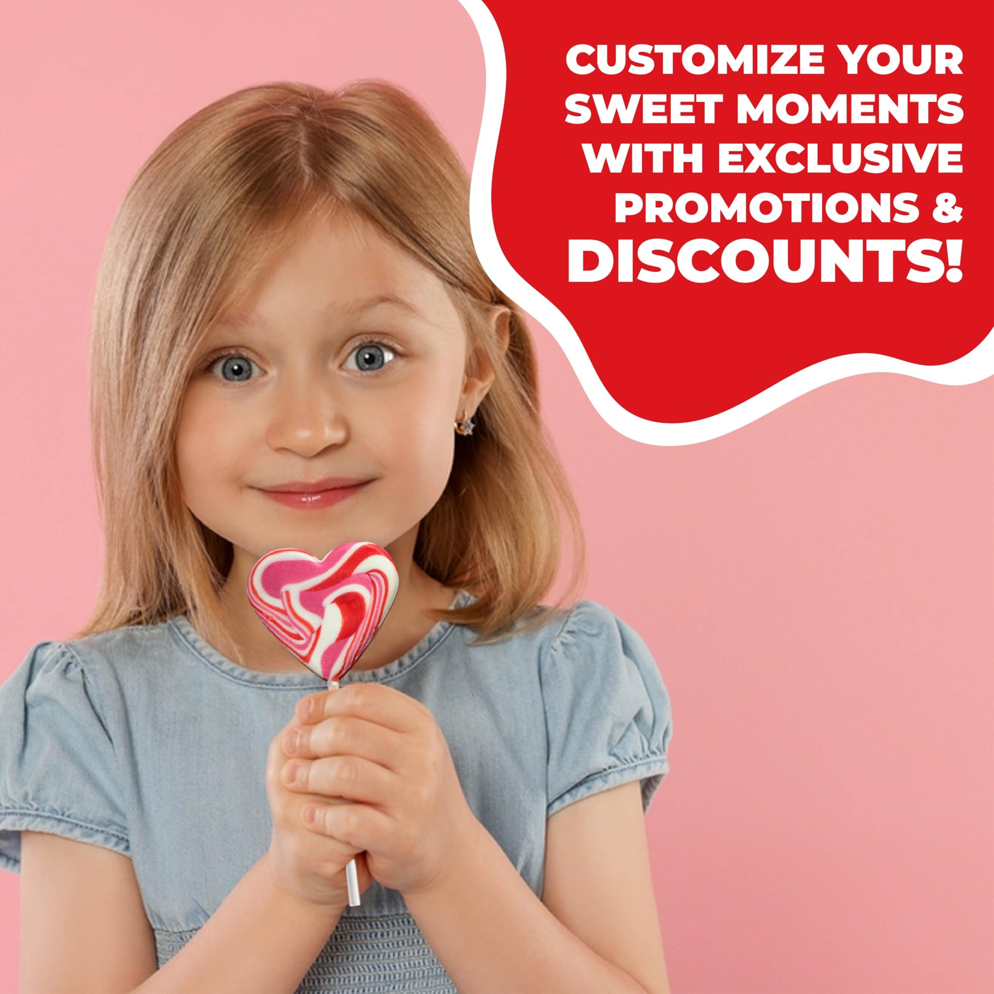 Fusion Select 24 Heart Shaped Lollipops Candy - Sweet Heart Lollipop for Party Bag Fillers, Pinata Stuffers - Ideal for Valentine's Day, Mother's Day