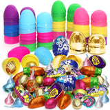 Easter Candy with Fillable Plastic Eggs Bundle - Pack Of 24 Plastic Eggs With Assorted Chocolate Candy for Filling - Holiday Party Treats & Easter