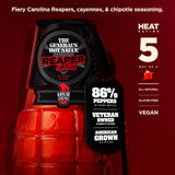 The General's Hot Sauce, Reaper Actual, 6 oz, Carolina Reaper, Cayenne, Chipotle Peppers, 5/5 Heat Rating, Natural Spicy Sauce for Wings, Ribs, BBQ