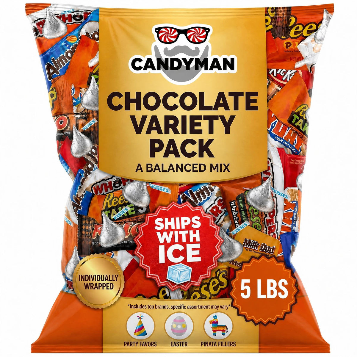 CANDYMAN 5 lb Chocolate Candy Variety Pack, Individually Wrapped