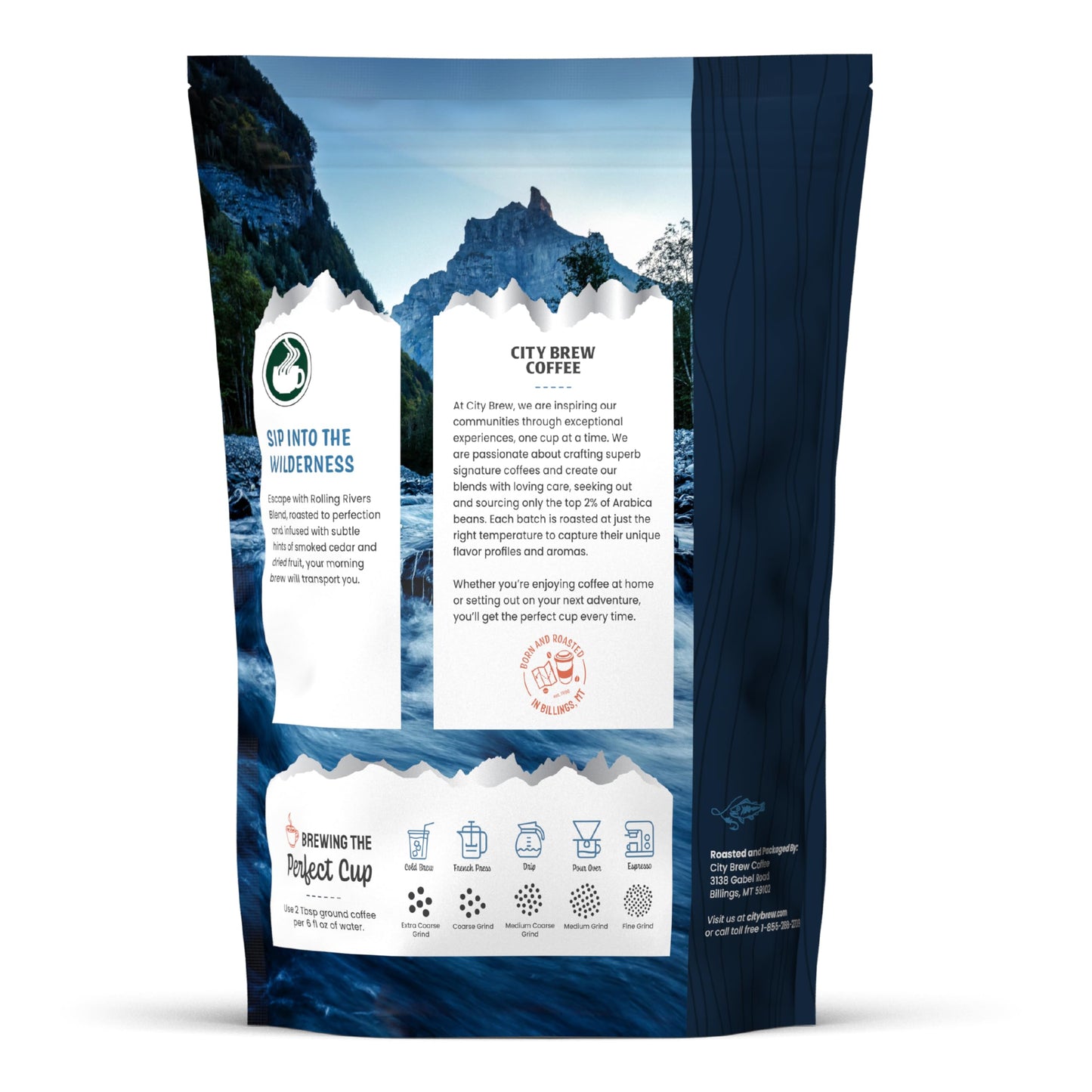City Brew Rolling Rivers - Dark Roast Whole Bean Coffee - 2Lb
