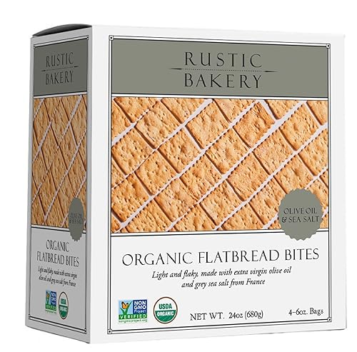 Rustic Bakery Handmade Sourdough Flatbread Cracker Bites - Olive Oil & Sel Gris - Sea Salt Charcuterie Crackers for Cheese Platters or Snacking - Made