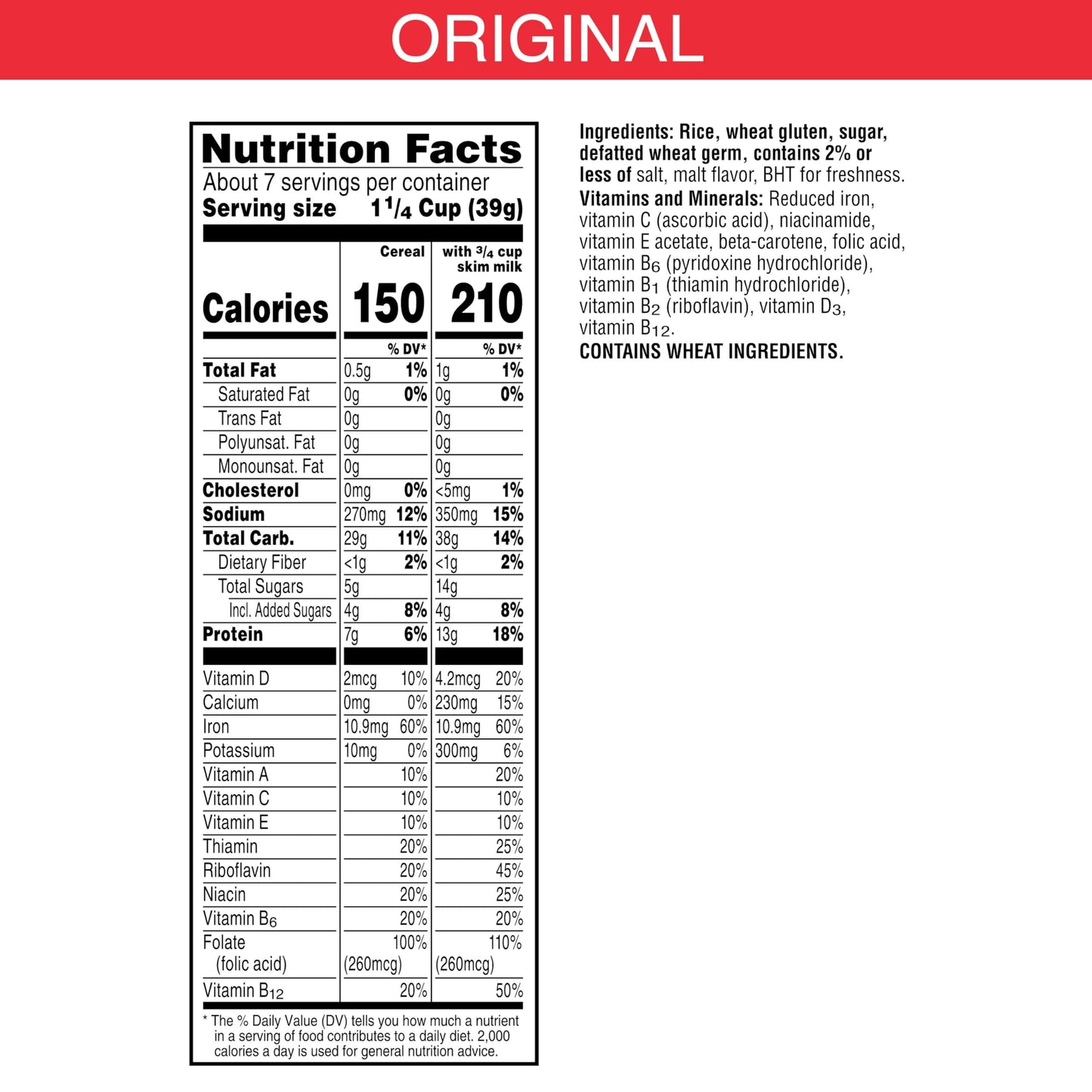 Special K Breakfast Cereal, 11 Vitamins and Minerals, Made with Folic Acid, B Vitamins and Iron, Original, 9.6oz Box (1 Box)
