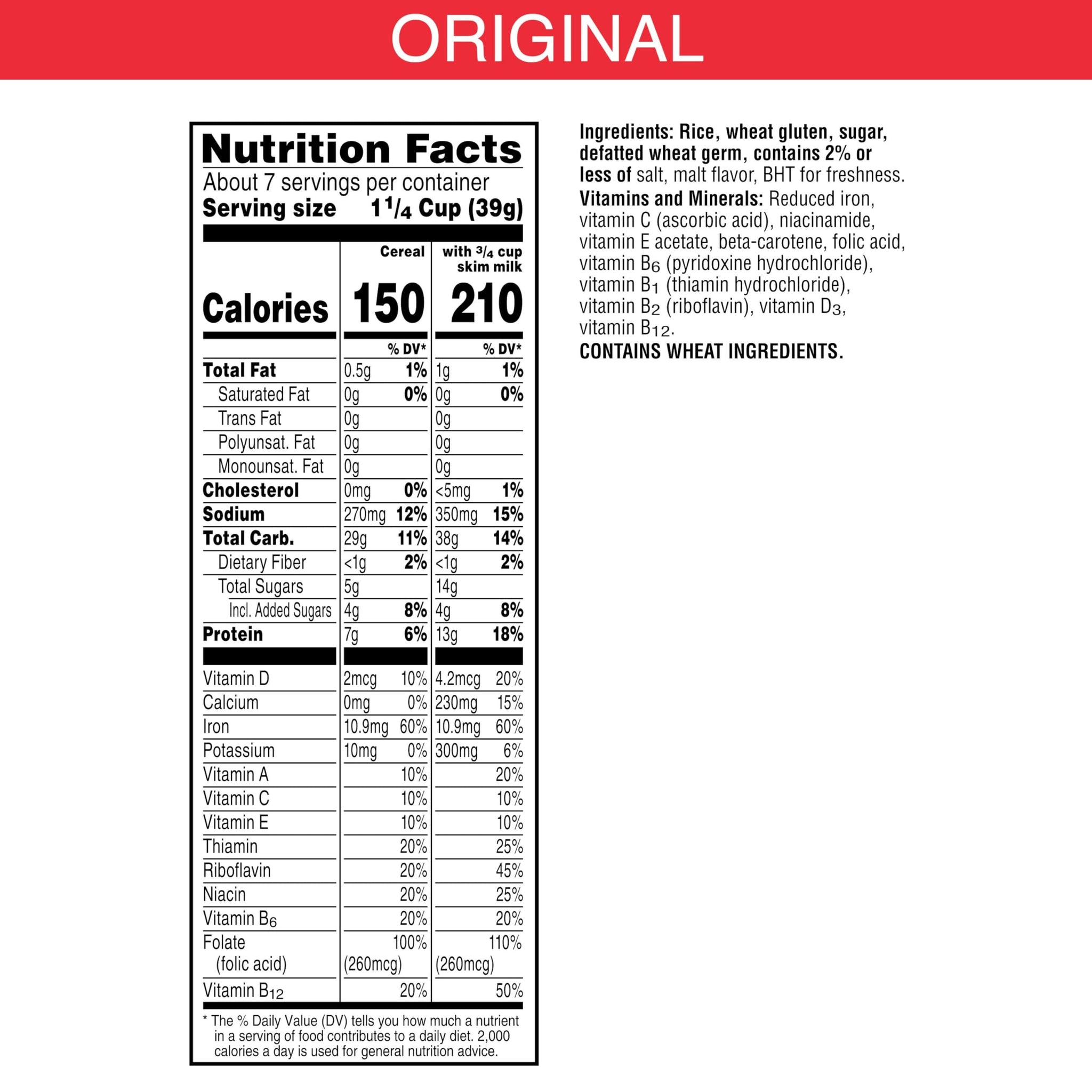 Special K Breakfast Cereal, 11 Vitamins and Minerals, Made with Folic Acid, B Vitamins and Iron, Original, 9.6oz Box (1 Box)