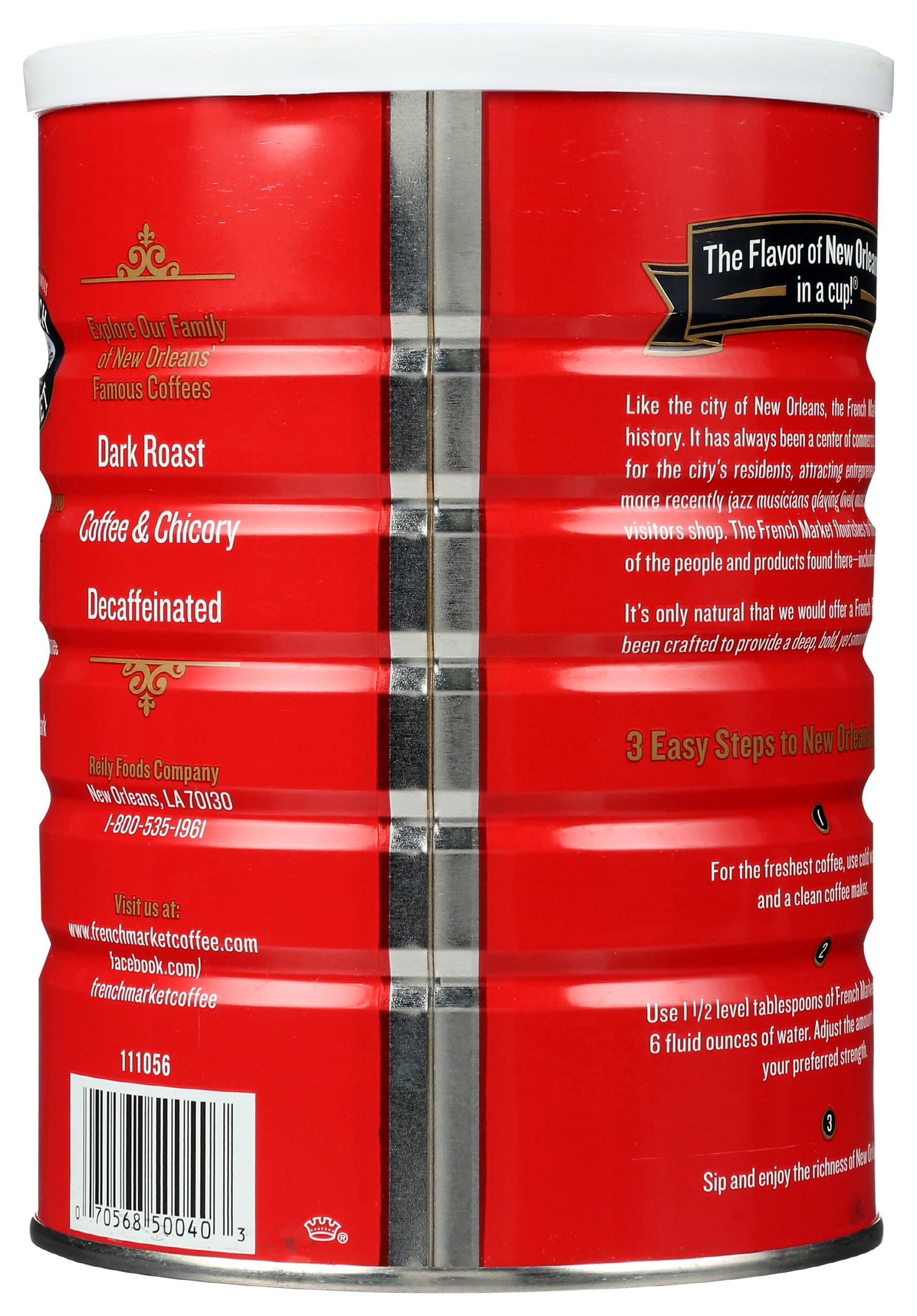 French Market French Roast Medium-Dark Roast Ground Coffee, 12oz Can (Pack of 1)