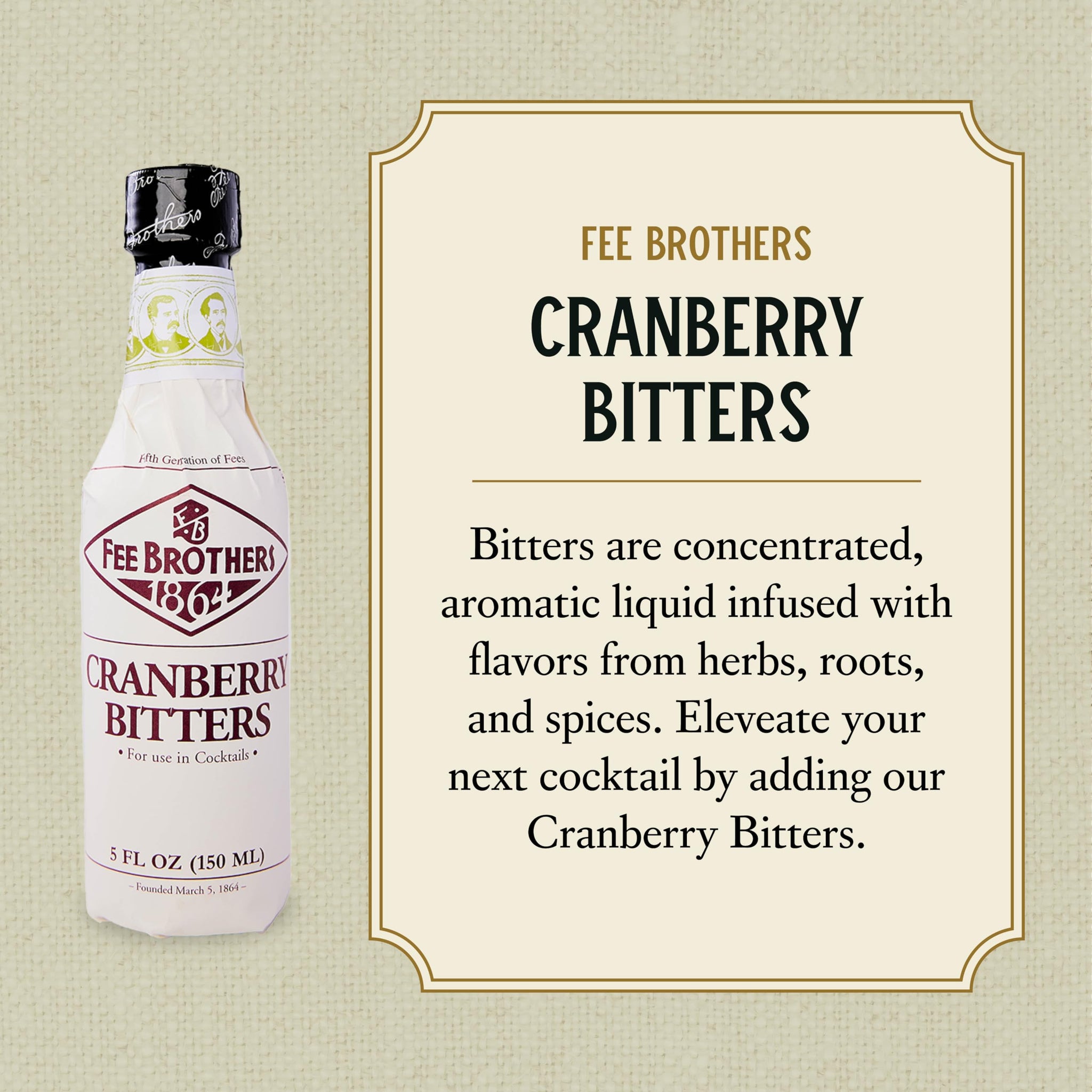 Fee Brothers Cranberry Cocktail Bitters - Aromatic Cocktail Mixer & Concentrated Flavoring, Gluten Free, Vegan-Friendly, 5 fl oz