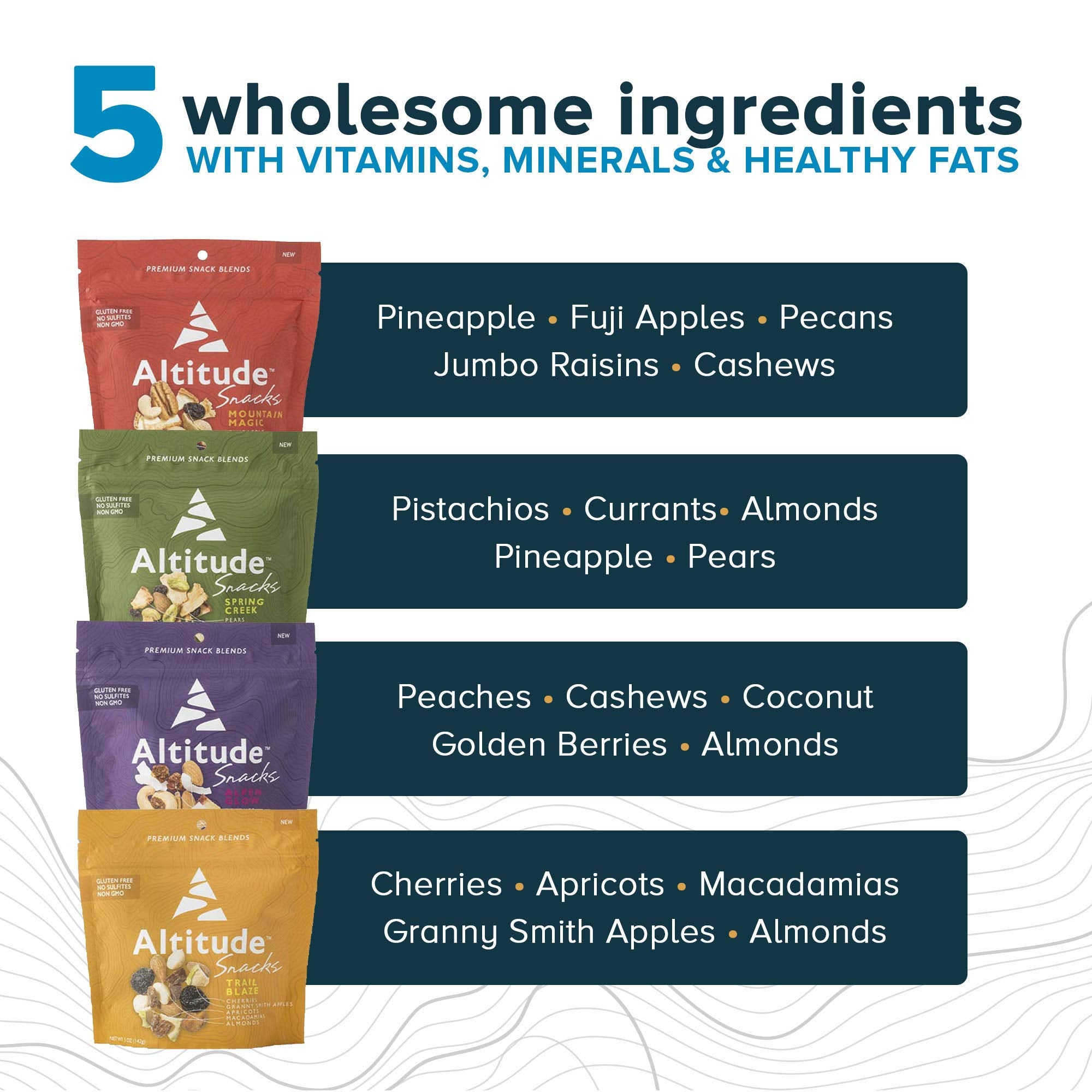 Healthy Snacks Variety 4-Pack for Adults and Kids | No Added Sugars | Premium Dried Fruit and Mixed Nuts | Trail Mix | Vegan Snacks | Snack Pack of 4