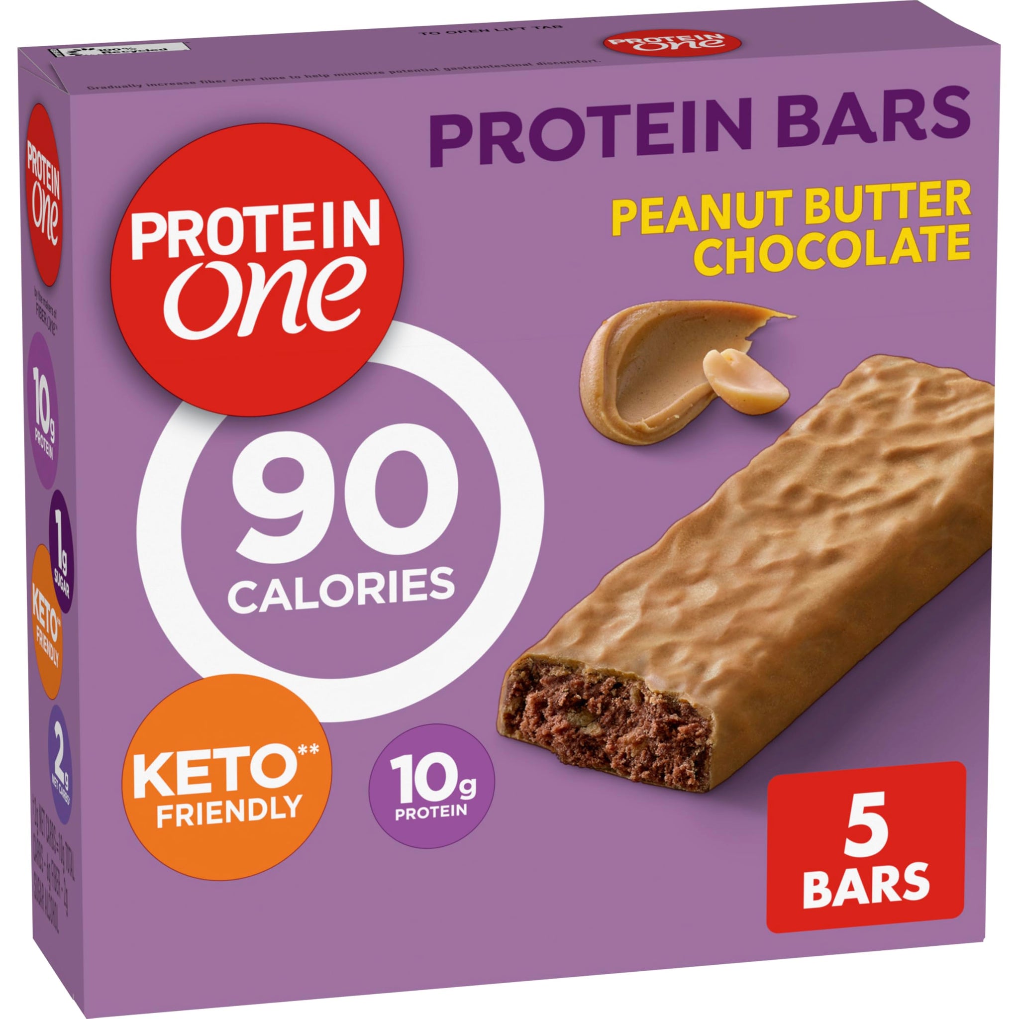 Protein One Peanut Butter Chocolate Protein Bars, GLP-1 Friendly, 5 Ct, 4.8 oz