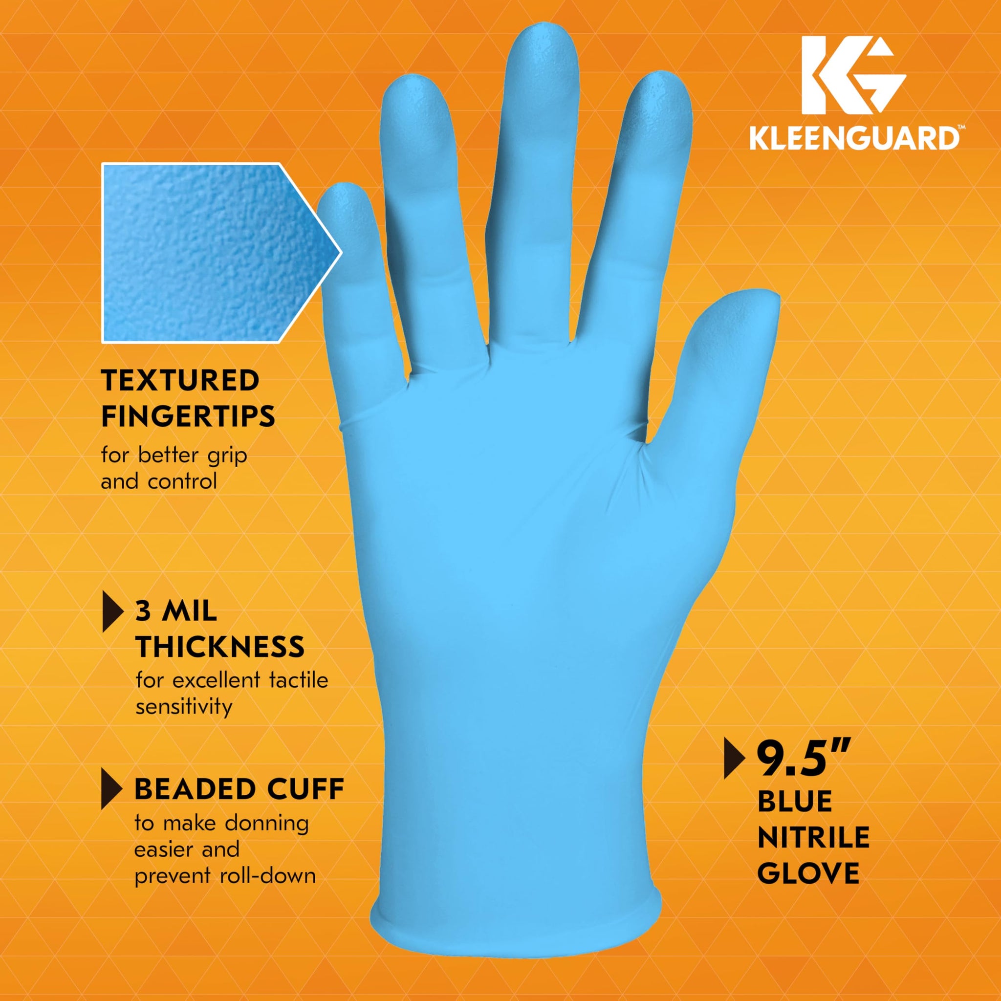 KleenGuard™ G10 Flex™ Blue Nitrile Gloves (54335), 3 Mil, Ambidextrous, Touchscreen Compatible, XL, 90 Gloves/Box