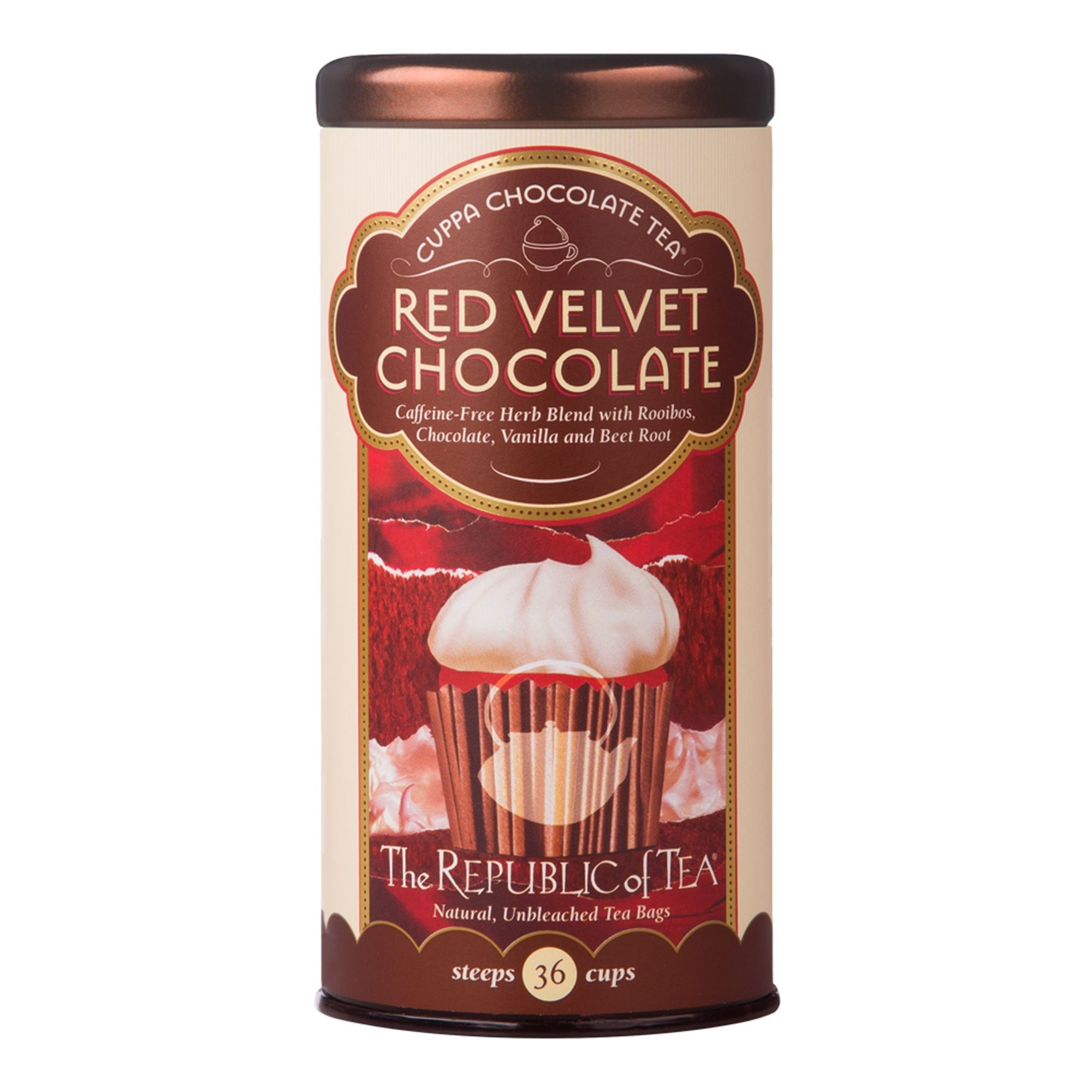 The Republic of Tea - Red Velvet Cuppa Chocolate Tea Bags, Caffeine Free, 36 Servings