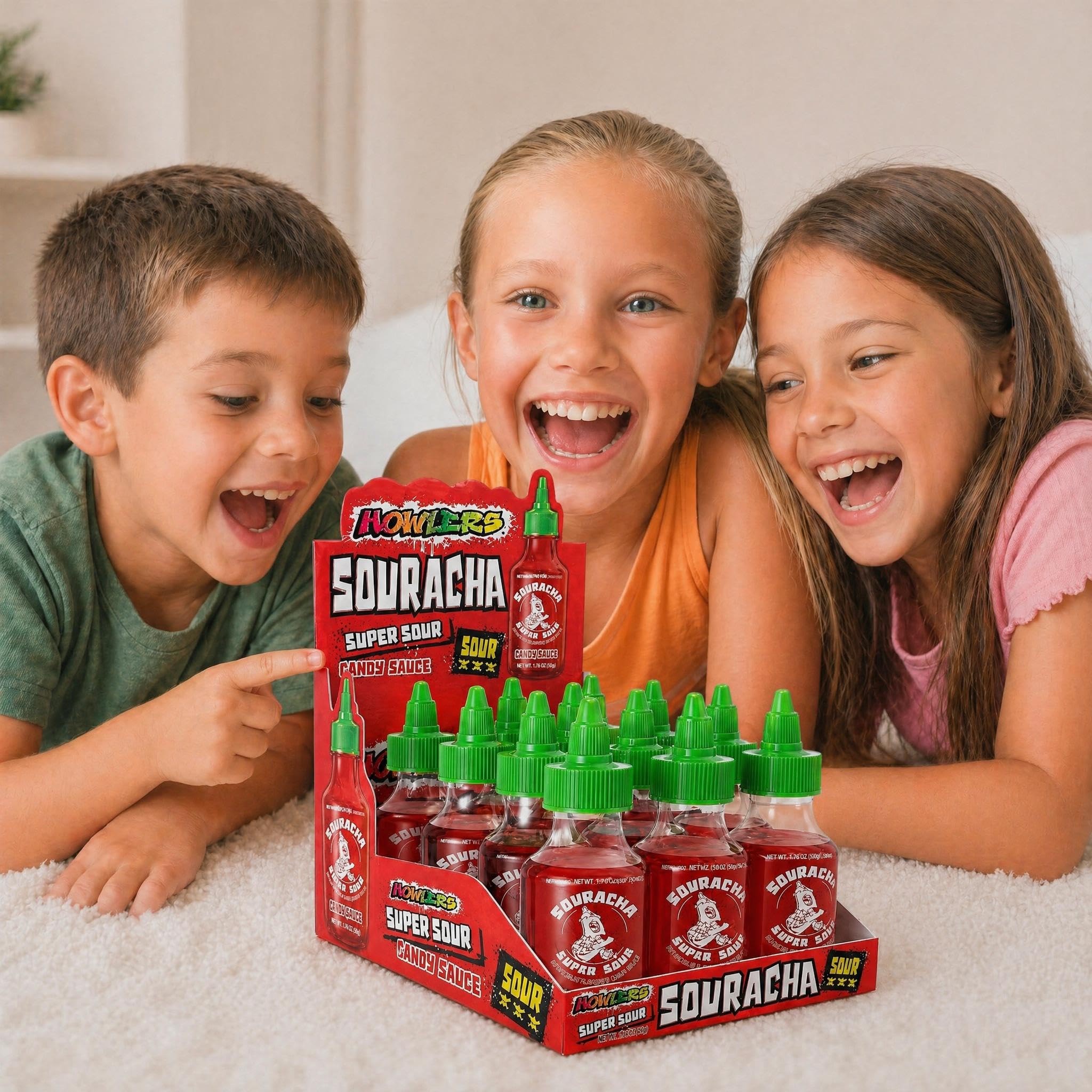 Albert's Souracha Liquid Super Sour Candy 12 Ct Full Size, For Party Favors, Birthday Parties, Goodie Bags, Gifts for Kids, Swedish Candy, PopCorn