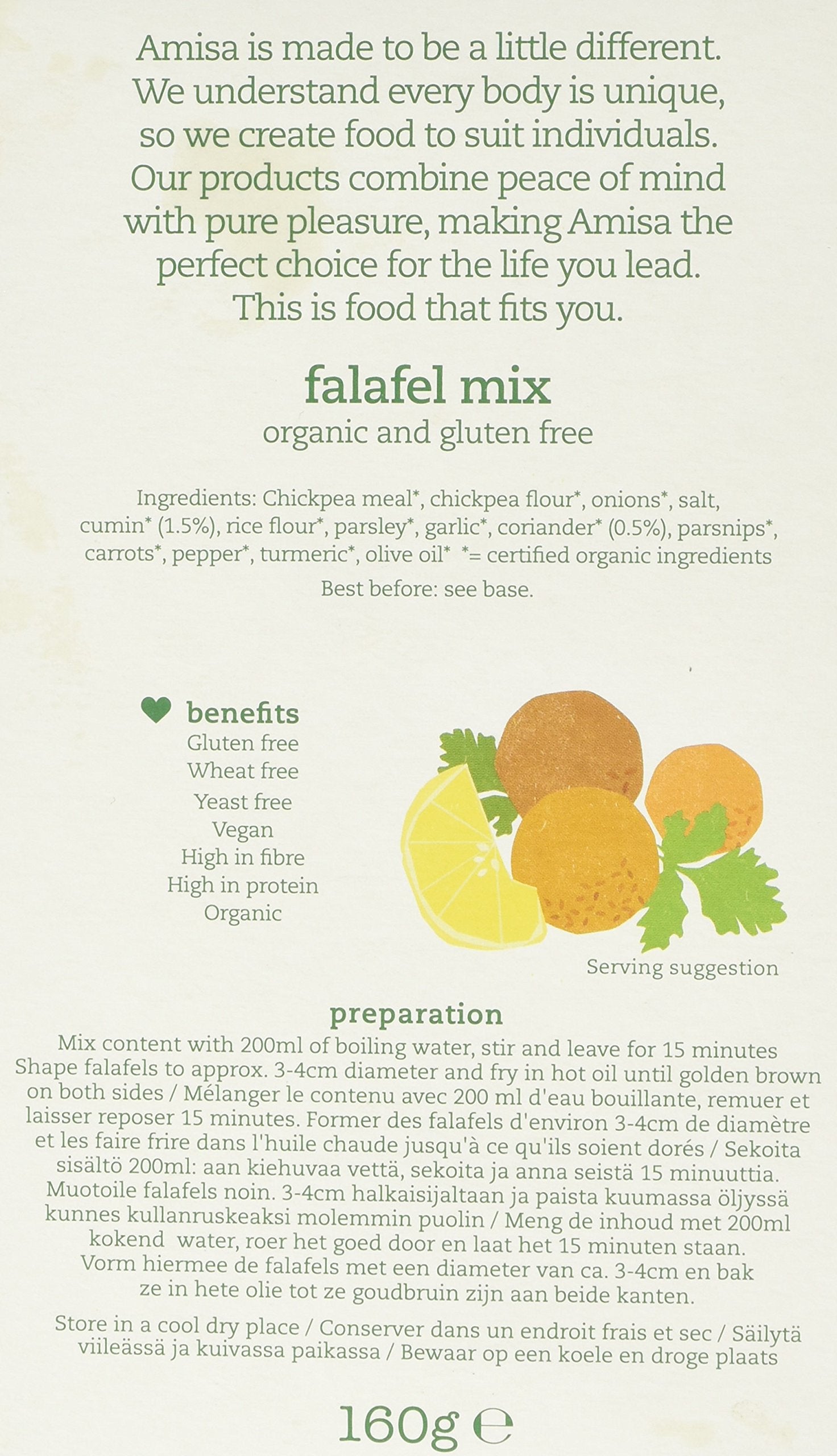 AMISA ORGANICS Organic Falafel Mix, 160 GR