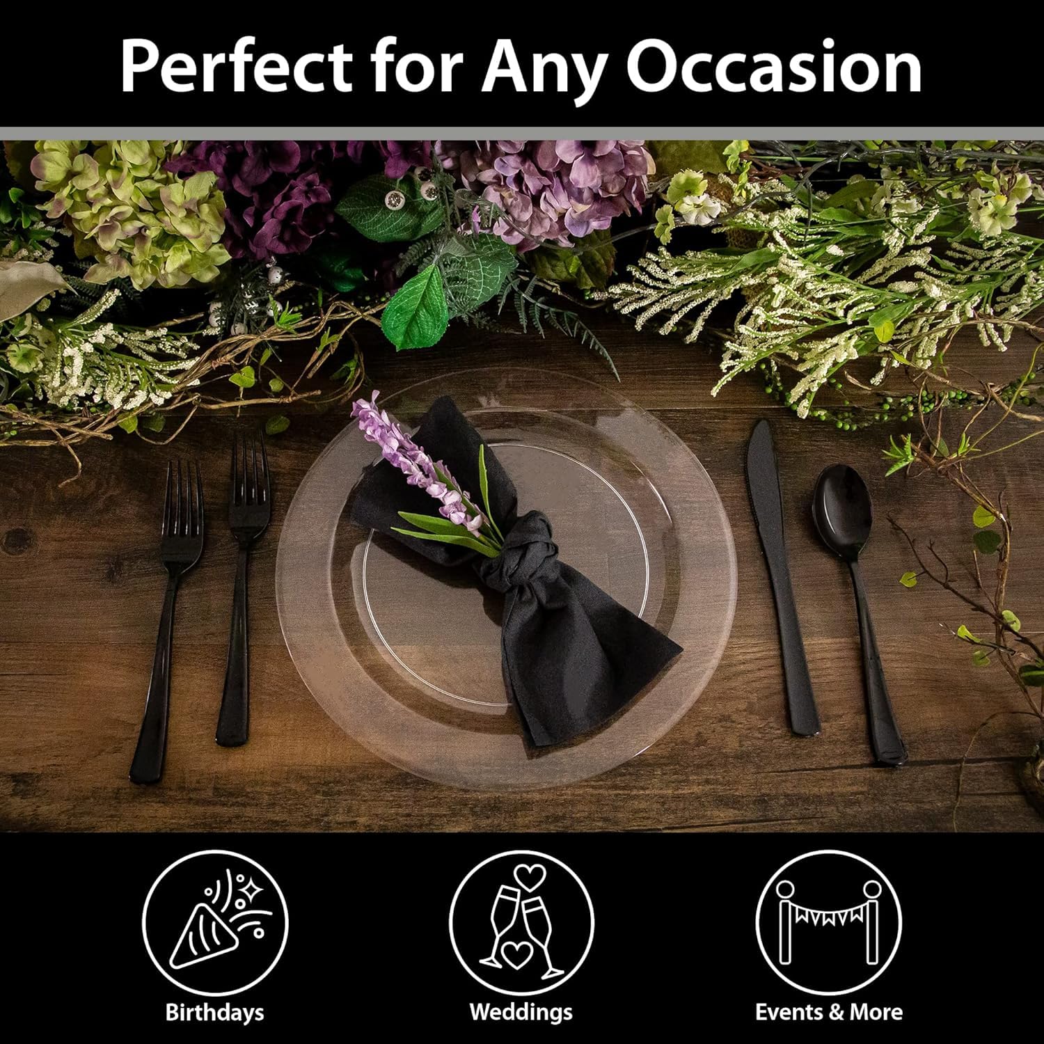 Lillian Tablesettings Premium Quality Heavyweight Plastic Plates China Like. Wedding and Party Dinnerware Plastic Plates 6.25 inc Clear-Value Pack 40