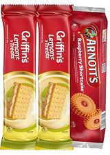Griffins Lemon Treats & Raspberry Shortcake Biscuits (Value Pack Of 3) Delicious Sweet Treats