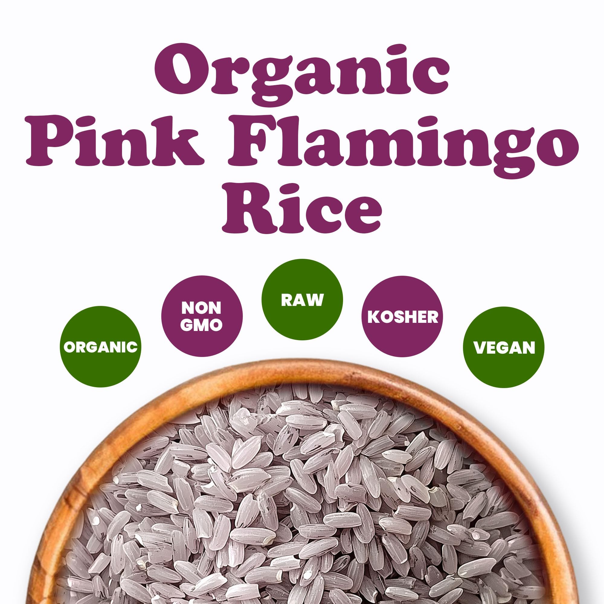 Food to Live Organic Pink Flamingo Rice, 1 Pound - Italian Aromatic Rice, Ideal for Salads, Bowls, Pilaf and Sides, Non-GMO, Vegan, Kosher, Bulk