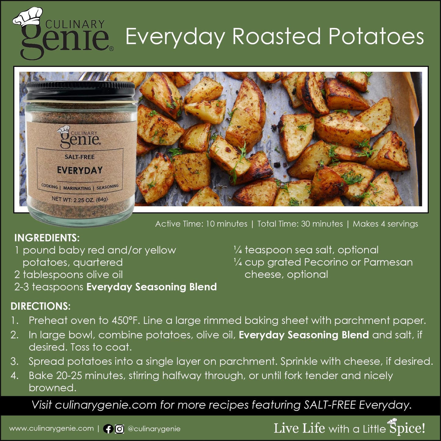 Culinary Genie Salt-Free Everyday Seasoning Blend - Classic Seasoned Salt Flavor, No Salt Added