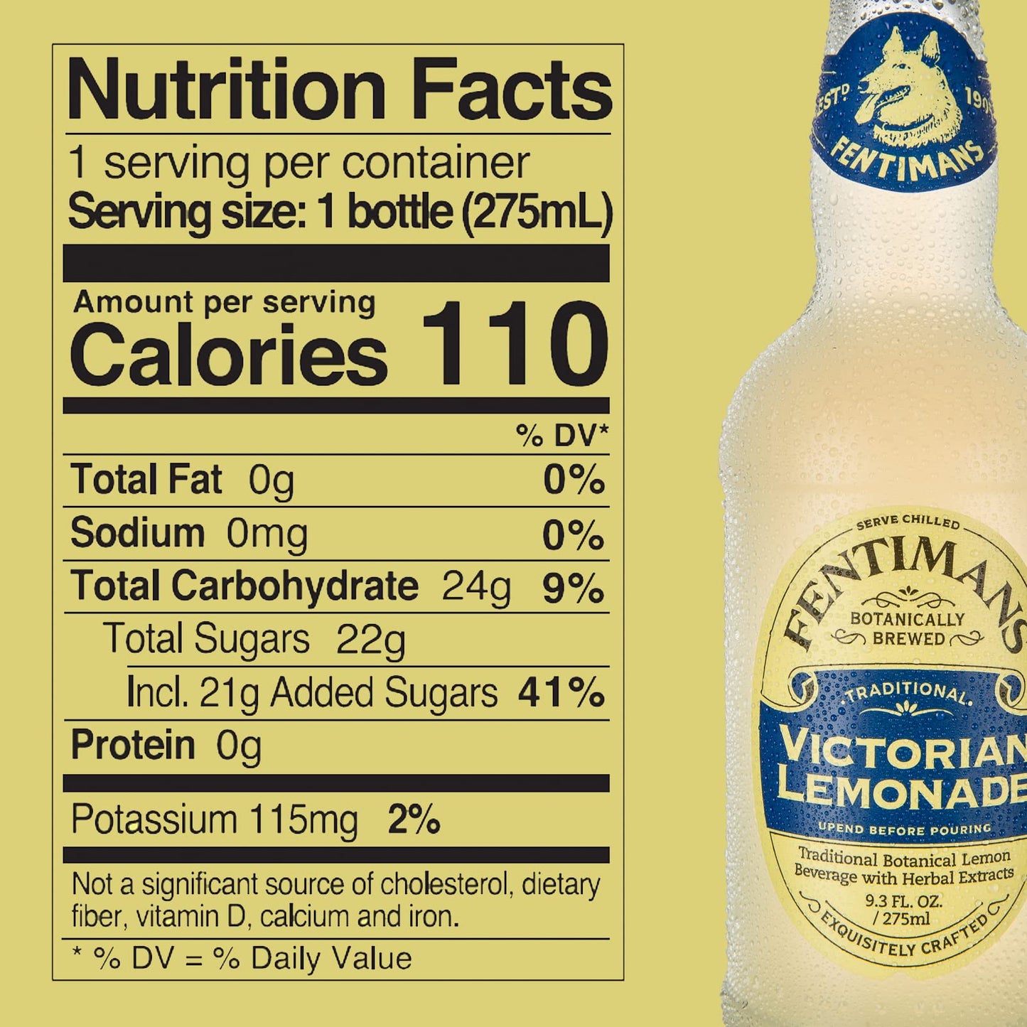 Fentimans Sparkling Victorian Lemonade - Sparkling Lemonade, Lemon Sparkling Water, Great Over Ice or as Mixer, All Natural Ingredients, Craft Soda