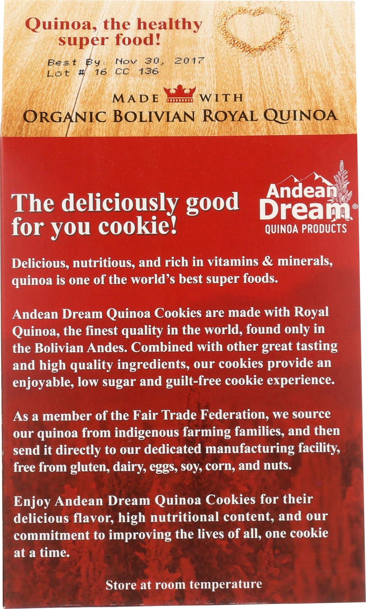 Andean Dream, Cookie Quinoa Choc Chip Gluten Free Vegan Organic, 7 Ounce
