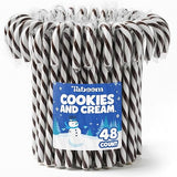 Bulk Cookies & Cream Candy Canes 48 Count Box - Individually Wrapped Chocolate Cookie & Cream Flavored Holiday Candy Canes - Festive Christmas Treats